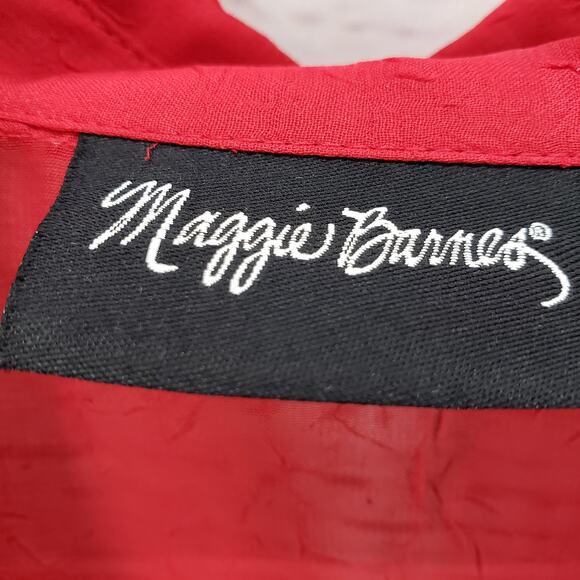 Maggie Barnes Red Sheer Ruffle Sleeve Pleated Light Textured Top Size 2X - Picture 8 of 13